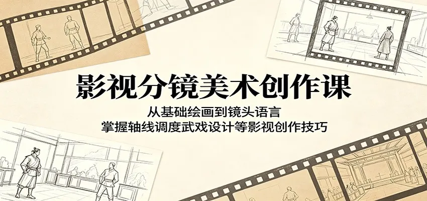 影视分镜美术创作课:从基础绘画到镜头语言,掌握轴线调度武戏设计等影视创作技巧-706资源网