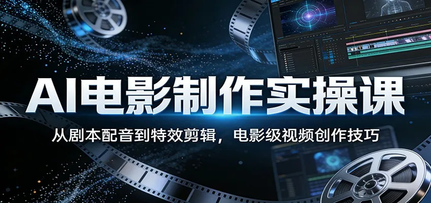 AI电影制作实操课：从剧本配音到特效剪辑，电影级视频创作技巧-706资源网