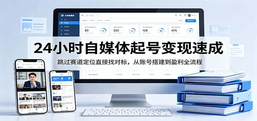 24小时自媒体起号变现速成，跳过赛道定位直接找对标，从账号搭建到盈利全流程-706资源网