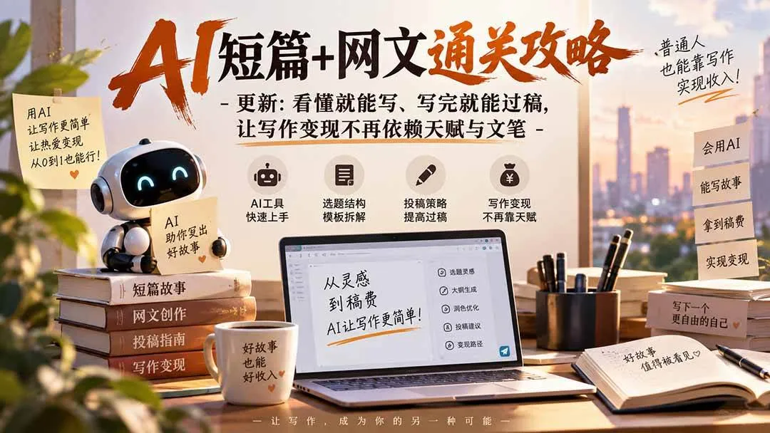 (20578期)AI短篇+网文通关攻略-更新0921:看懂就能写、写完就能过稿,让写作变现不再依赖天赋与文笔-706资源网