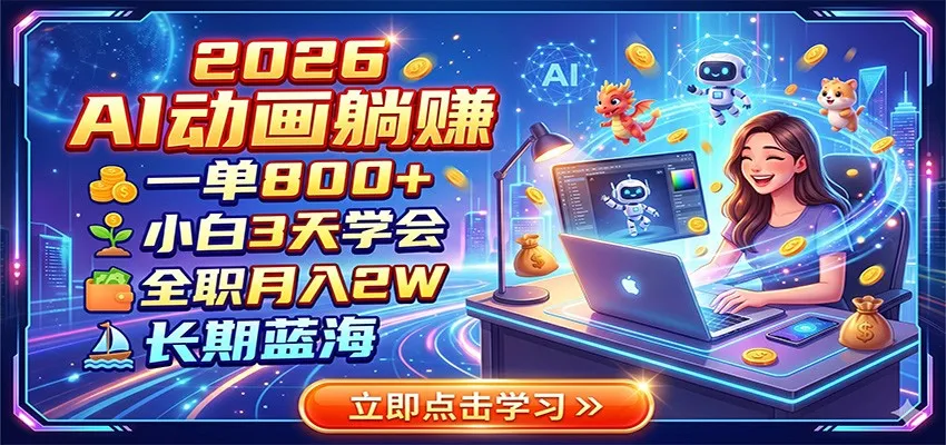 2026 AI动画躺赚:一单800+,小白3天学会,全职月入2W,长期蓝海-706资源网