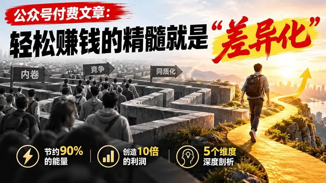 (20779期)公众号付费文章:轻松赚钱的精髓就是“差异化”-706资源网