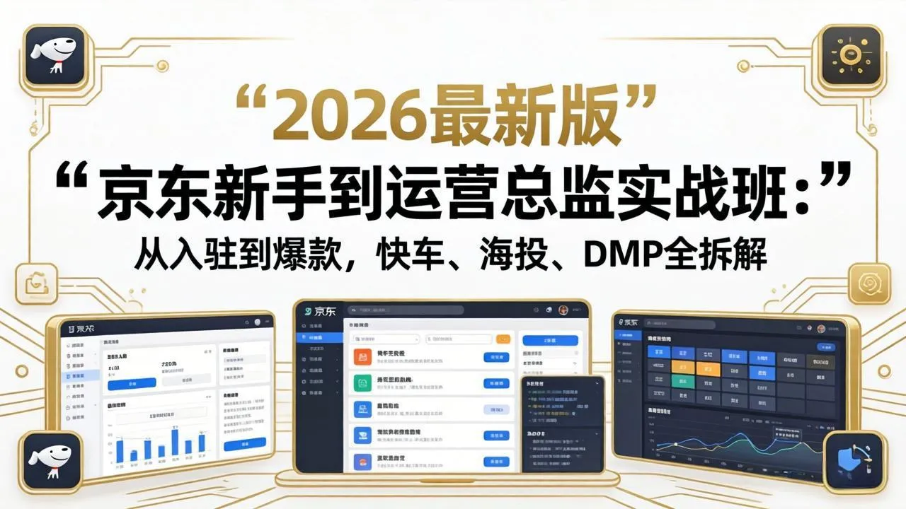 京东新手到运营总监实战班：从入驻到爆款，快车、海投、DMP全拆解，2026最新版-706资源网
