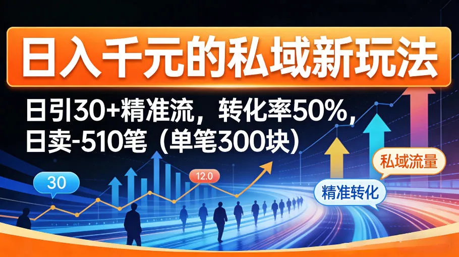 日入千米的私域新玩法：日引30＋精准流，转化率50%，日卖5-10笔(单笔300米)-706资源网