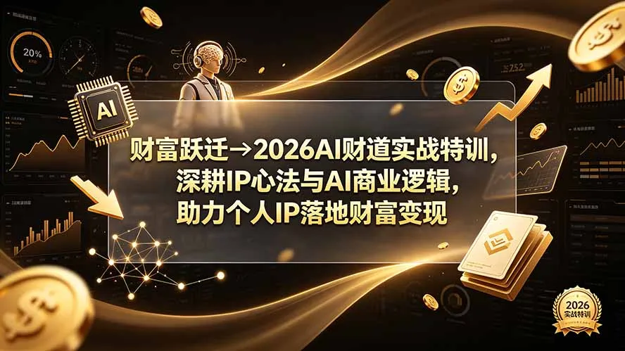 财富跃迁→2026AI财道实战特训,深耕IP心法与AI商业逻辑,助力个人IP落地财富变现-706资源网