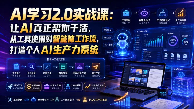 AI学习2.0实战课：让AI真正帮你干活，从工具使用到智能体工作流，打造个人AI生产力系统-706资源网