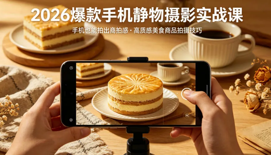 2026爆款手机静物摄影实战课，手机也能拍出商拍感，学会拍出高质感美食商品-706资源网