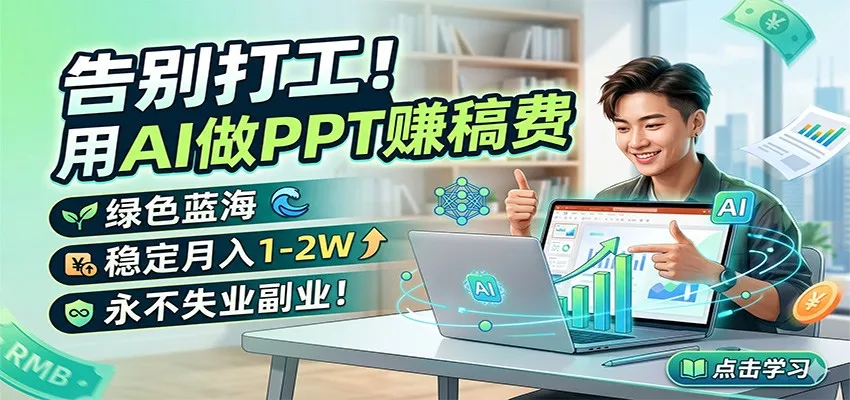 告别打工！用AI做PPT赚稿费，绿色蓝海，稳定月入1-2W，永不失业副业！-706资源网