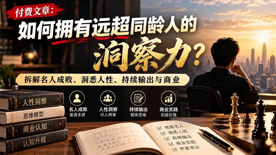 (21025期)付费文章:如何拥有远超同龄人的洞察力?拆解名人成败、洞悉人性、持续输出与商业实践 (21025期)付费文章:如何拥有远超同龄人的洞察力?拆解名人成败、洞悉人性、持续输出与商业实践