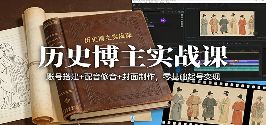 历史博主实战课：账号搭建+配音修音+封面制作，零基础起号变现-706资源网