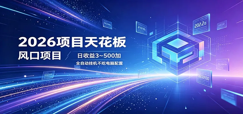 2026项目天花板,风口项目,日收益3~500+全自动挂机,不吃配置-706资源网
