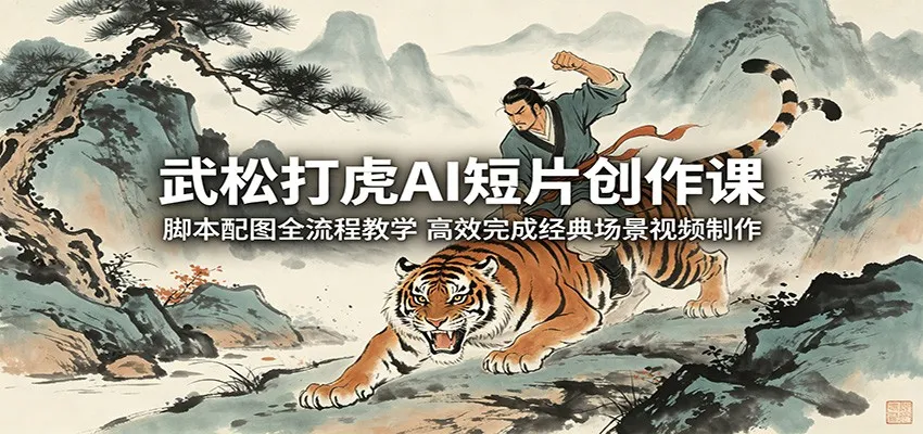 武松打虎AI短片创作课：脚本配图全流程教学，高效完成经典场景视频制作-706资源网