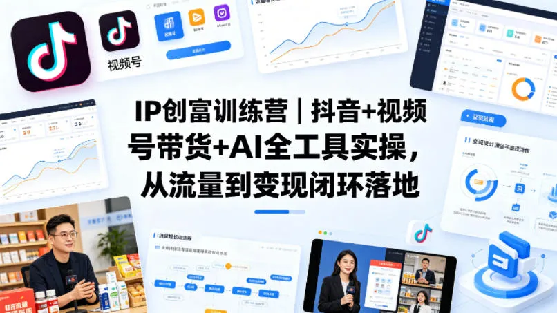 IP创富训练营｜抖音+视频号带货+AI全工具实操，从流量到变现闭环落地-706资源网