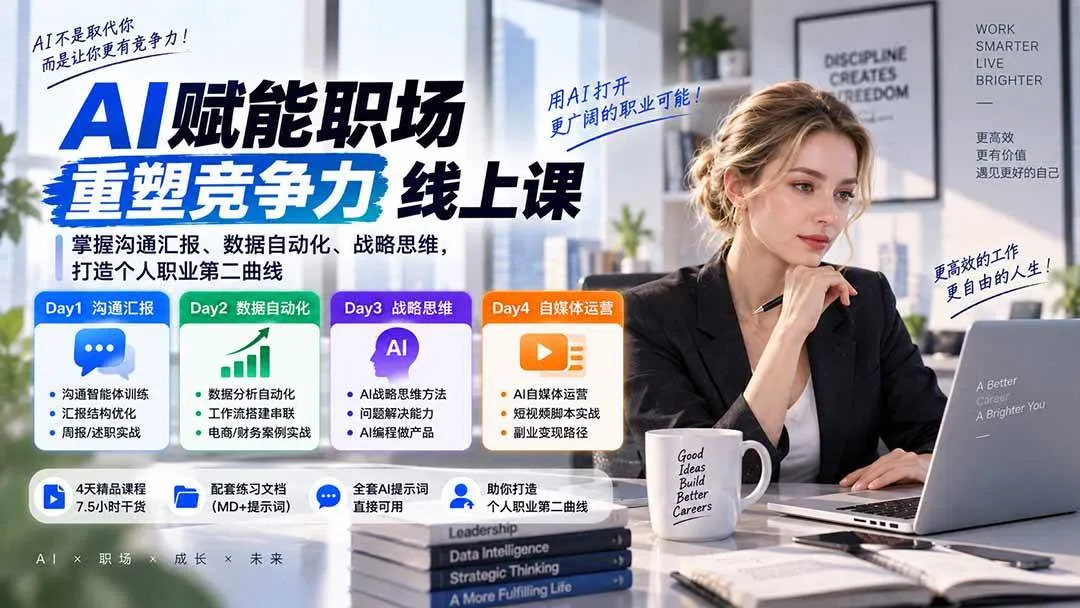 （20531期）AI职场提效与第二曲线实战课-无水印：学习沟通汇报、数据工作流和战略思维，掌握AI编程做产品及自媒体运营方法-706资源网