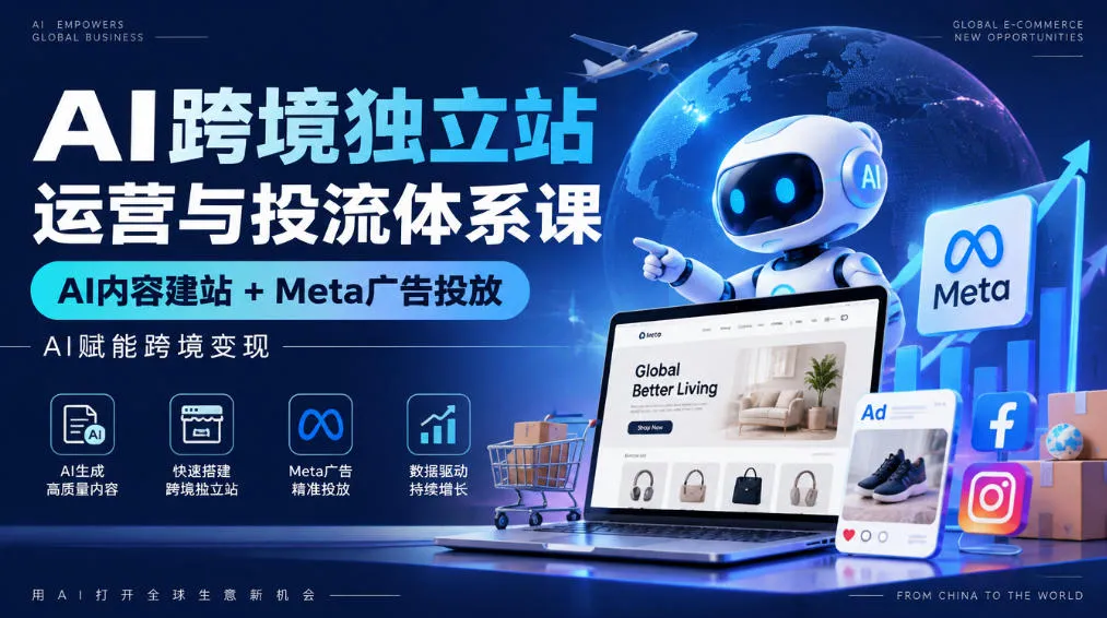 AI跨境独立站运营与投流体系课｜AI内容建站+Meta广告投放，AI赋能跨境变现-706资源网
