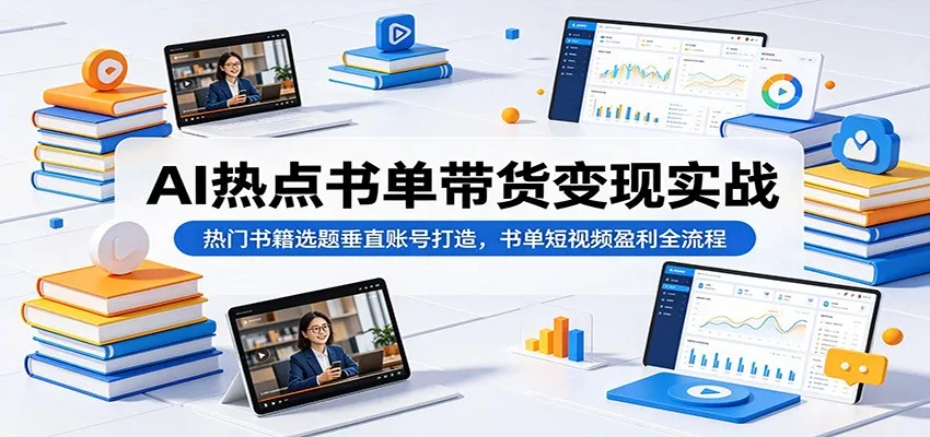 AI热点书单带货变现实战:热门书籍选题垂直账号打造,书单短视频盈利全流程-706资源网