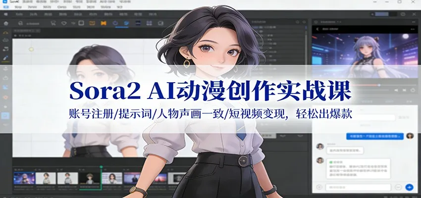 Sora2 AI动漫创作实战课:账号注册/提示词/人物声画一致/短视频变现,轻松出爆款-706资源网