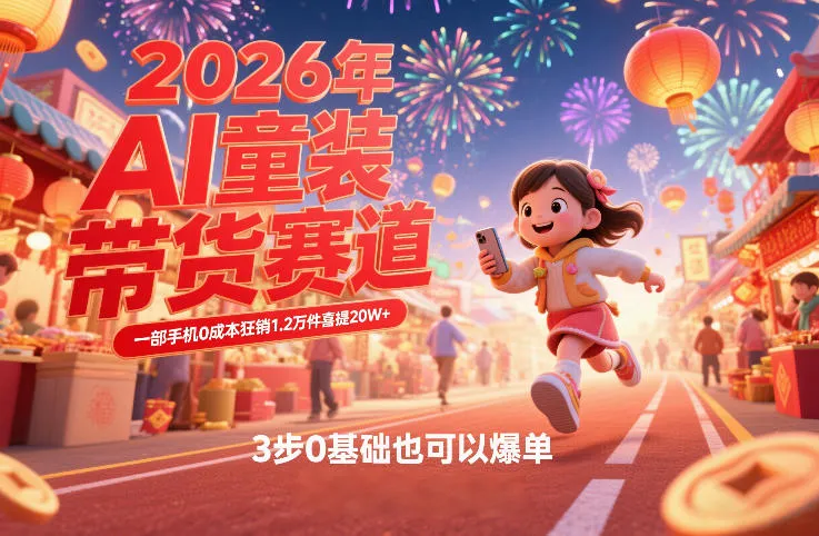 AI童装新春带货赛道，一部手机0成本狂销1.2万件喜提20W+，3步0基础也可以爆单-706资源网