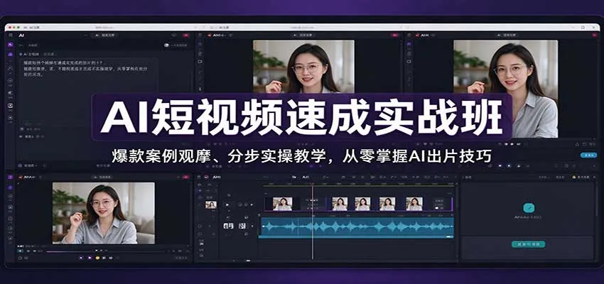 AI短视频速成实战班:爆款案例观摩、分步实操教学,从零掌握AI出片技巧-706资源网
