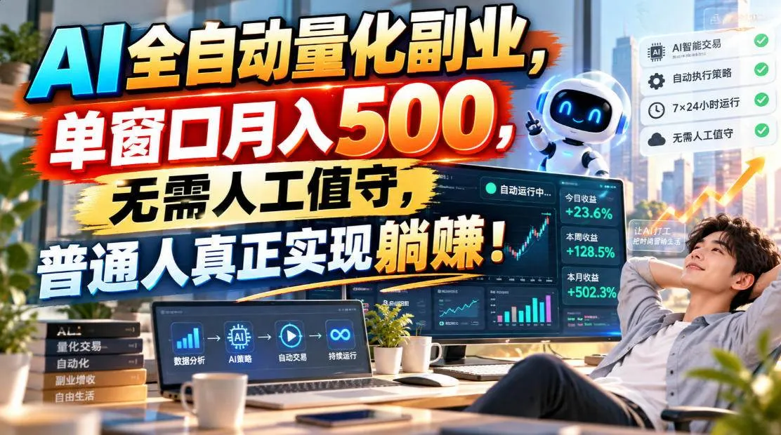 （20826期）AI全自动量化副业，单窗口月入500，无需人工值守，普通人真正实现躺賺！-706资源网