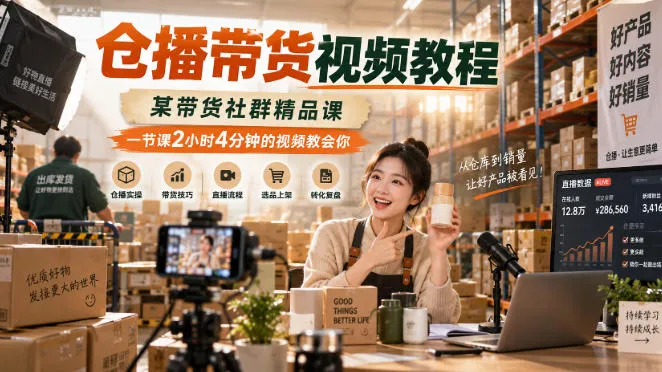 仓播带货视频教程,某带货社群精品课,一节课2小时4分钟的视频教会你-706资源网