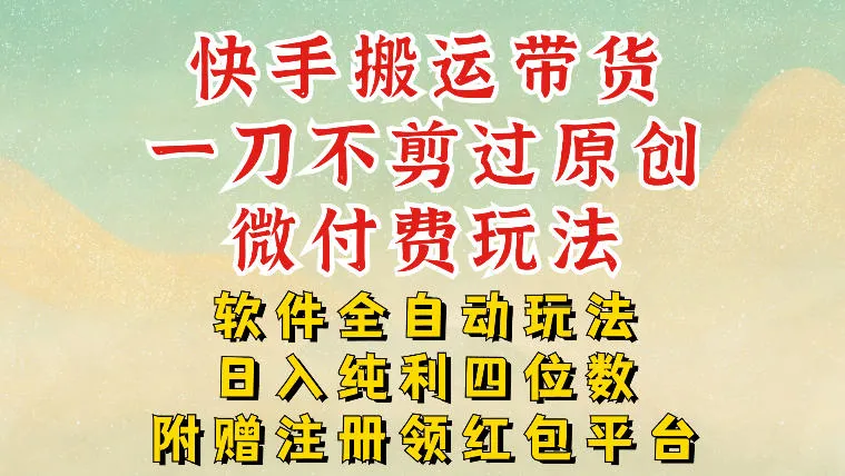 快手搬运带货，一刀不剪过原创，微付费玩法，软件全自动玩法，日入纯利四位数【揭秘】-706资源网
