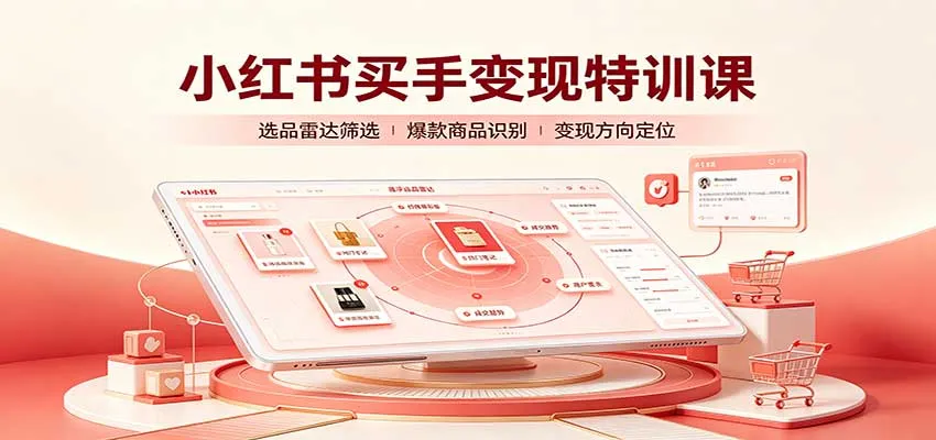 小红书买手变现特训课:账号定位养号起号,选品挂车,笔记标题封面全套教学-706资源网