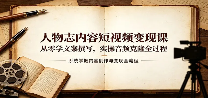 人物志内容短视频变现课：从零学文案撰写，实操音频克隆全过程-706资源网