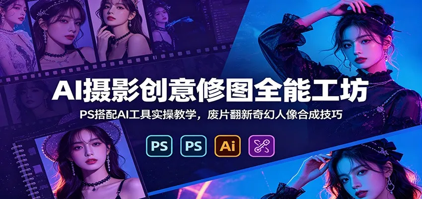 AI摄影创意修图全能工坊：PS搭配AI工具实操教学，废片翻新奇幻人像合成技巧-706资源网