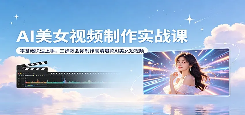 AI美女视频制作实战课：零基础快速上手，三步教会你制作高清爆款AI美女短视频-706资源网
