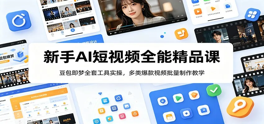 新手AI短视频全能精品课：豆包即梦全套工具实操，多类爆款视频批量制作教学-706资源网