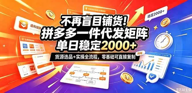 （20955期）不再盲目铺货！拼多多一件代发矩阵落地攻略，提供优质货源店铺运营全流程，零基础可直接复制-706资源网