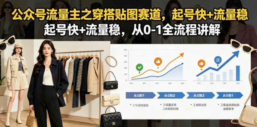 公众号流量主之穿搭贴图赛道，起号快+流量稳，从0-1全流程讲解-706资源网