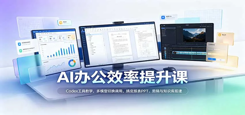 AI办公效率提升课:Codex工具教学,多模型切换调用,搞定报表PPT、剪辑与知识库搭建-706资源网