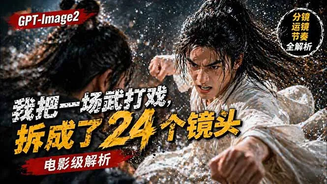 用GPT-Image2，把一段武打对决拆成24个连续镜头，从人物建立、动作衔接、运镜节奏，到情绪爆发-706资源网