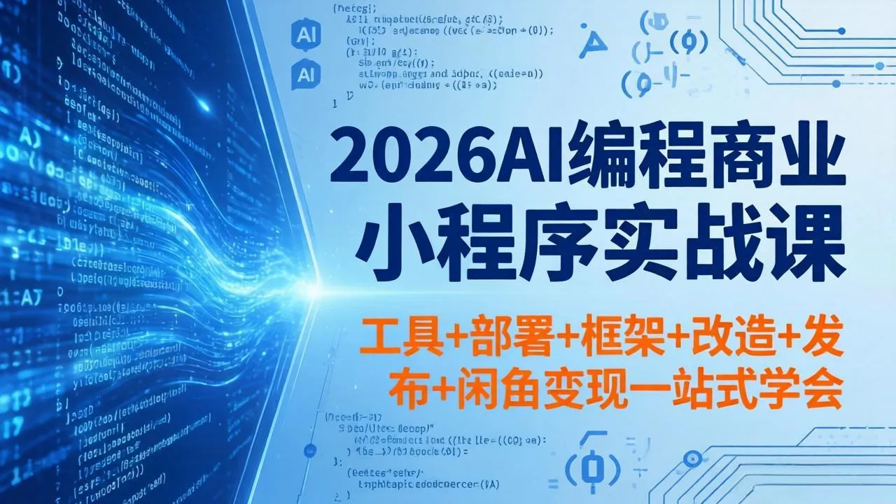 2026AI编程商业小程序实战课，工具+部署+框架+改造+发布+闲鱼变现一站式学会-706资源网