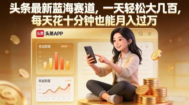 头条最新蓝海赛道，一天轻松大几张，每天花十分钟也能月入过1W【揭秘】-706资源网