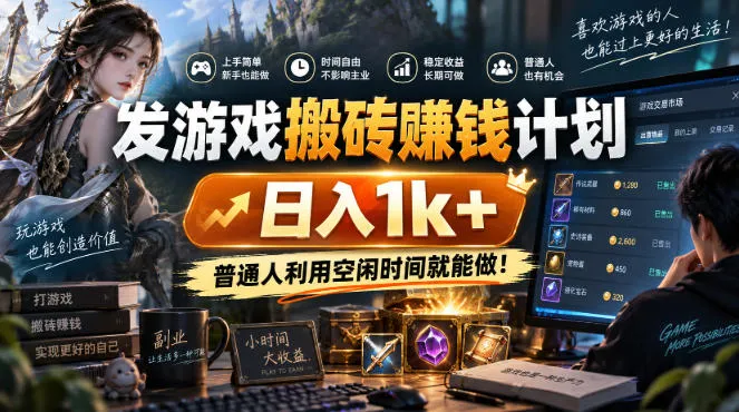 发游戏搬砖賺钱计划,日入1k+,稳定三年的老项目,普通人利用空闲时间就能做!【揭秘】