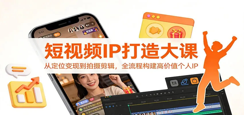 短视频IP打造大课：从定位变现到拍摄剪辑，全流程构建高价值个人IP-706资源网