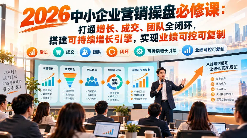 2026中小企业营销操盘必修课：打通增长、成交、团队全闭环，搭建可持续增长引擎，实现业绩可控可复制-706资源网