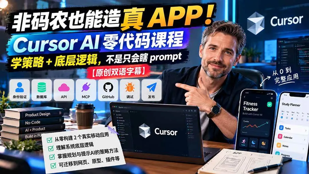 （20810期）非码农也能造真 APP！Cursor AI 零代码课程：学策略 + 底层逻辑，不是只会瞎 prompt【原创双语字幕】-706资源网