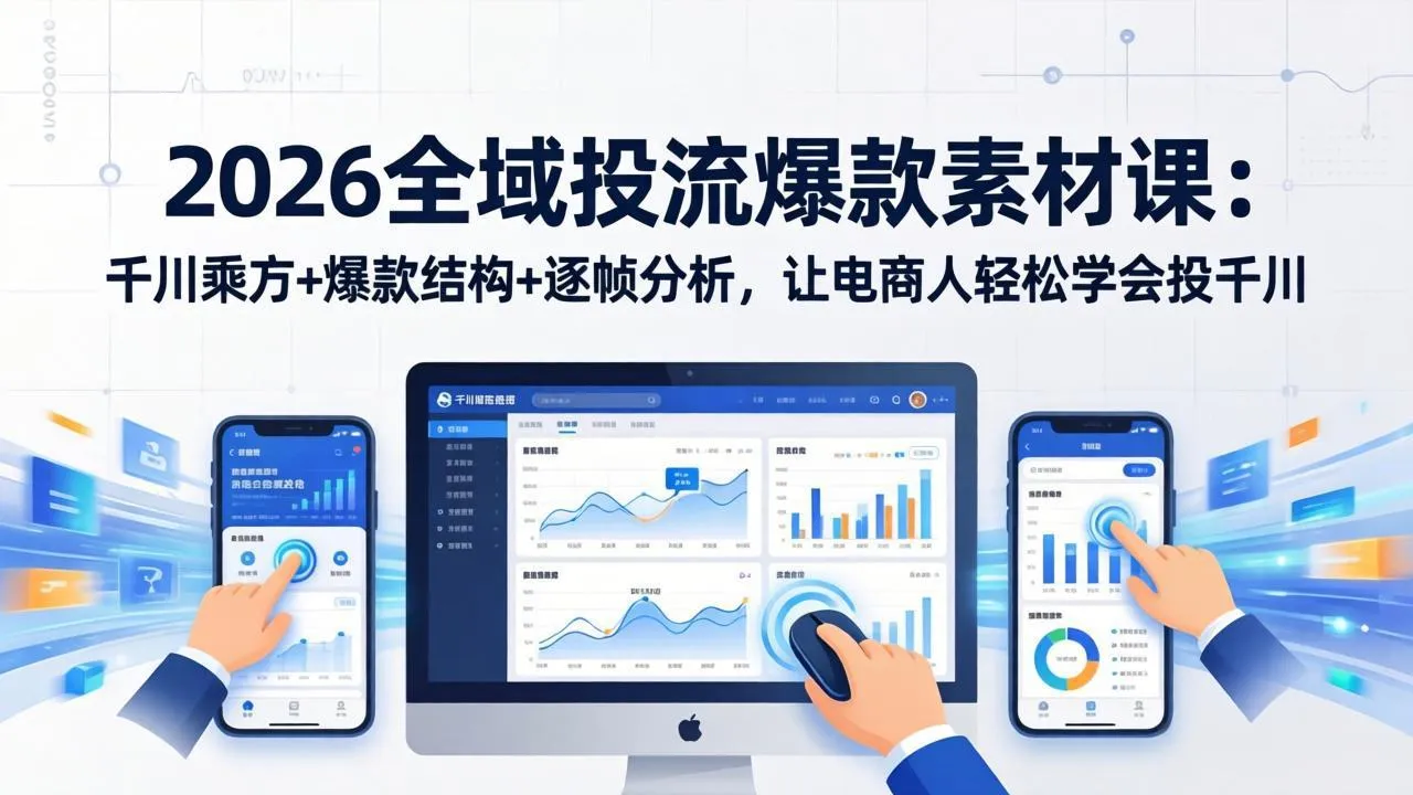 2026全域投流爆款素材课：千川乘方+爆款结构+逐帧分析，让电商人轻松学会投千川-706资源网