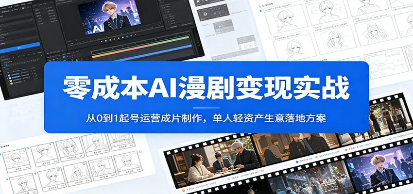 零成本AI漫剧变现实战：从0到1起号运营成片制作，单人轻资产生意落地方案-706资源网