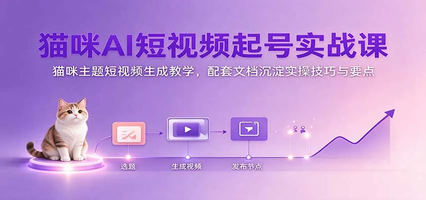 猫咪AI短视频起号实战课：猫咪主题短视频生成教学，配套文档沉淀实操技巧与要点-706资源网