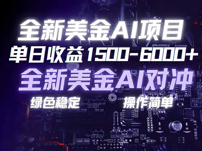 美金AI对冲项目，日入1500-6000+，绿色稳定，操作简单，创业副业首选，可批量放大-706资源网