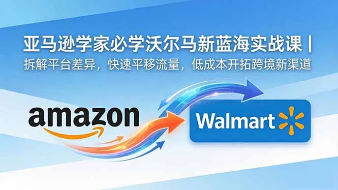 亚马逊卖家必学沃尔玛新蓝海实战课|拆解平台差异,快速平移流量,低成本开拓跨境新渠道-706资源网