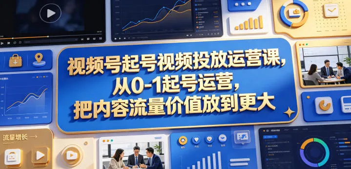 视频号起号视频投放运营课，从0-1起号运营，把内容流量价值放到更大-706资源网