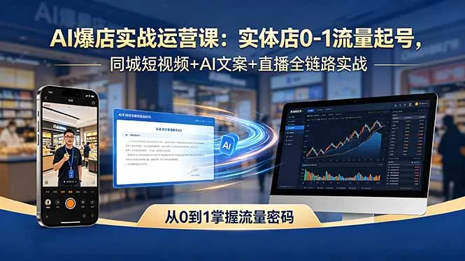 AI爆店实战运营课：实体店0-1流量起号，同城短视频+AI文案+直播全链路实战-706资源网