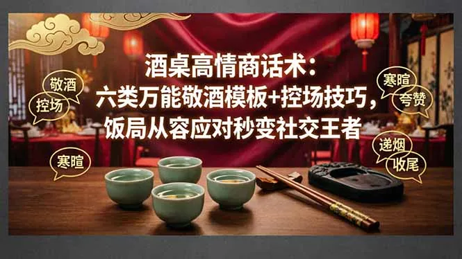付费文章：酒桌高情商话术：六类万能敬酒模板+控场技巧，饭局从容应对秒变社交王者-706资源网