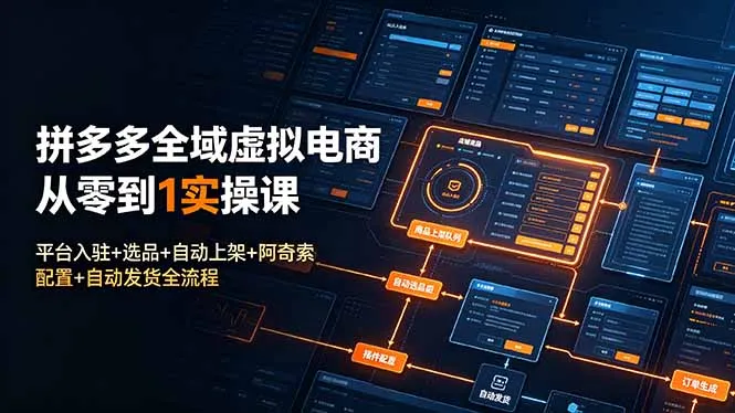 拼多多全域虚拟电商从零到1实操课：平台入驻+选品+自动上架+阿奇索配置+自动发货全流程-706资源网